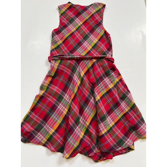 Lauren Ralph Lauren Pink Multi Plaid Crinkle Cotton Sleeveless Dress Size 8 NWT - Picture 8 of 12